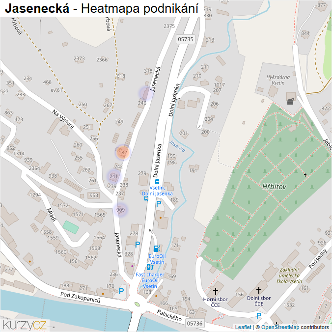 Mapa Jasenecká - Firmy v ulici.