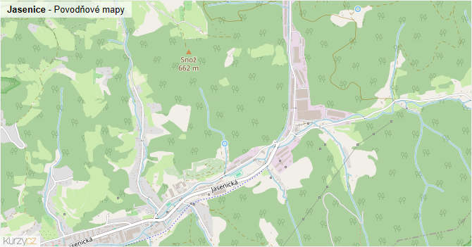 Jasenice - záplavové mapy stoleté vody