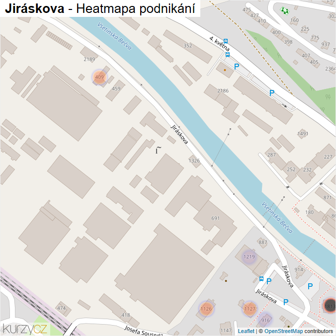 Mapa Jiráskova - Firmy v ulici.