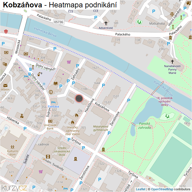 Mapa Kobzáňova - Firmy v ulici.