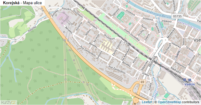 Korejská - mapa ulice