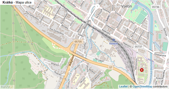 Krátká - mapa ulice