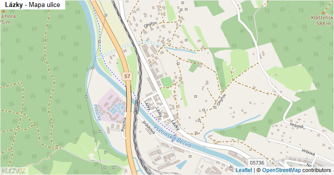 Lázky - mapa ulice