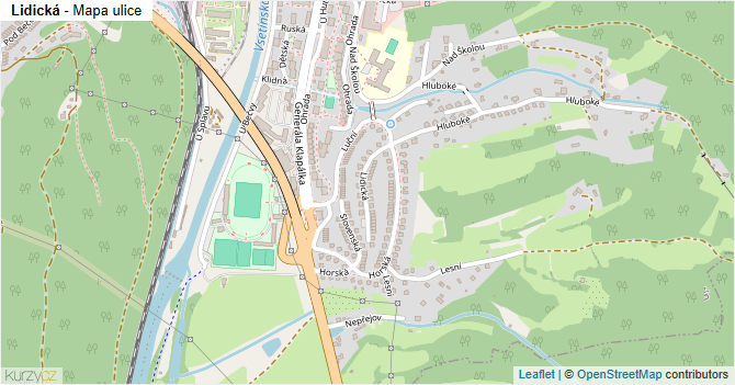 Lidická - mapa ulice