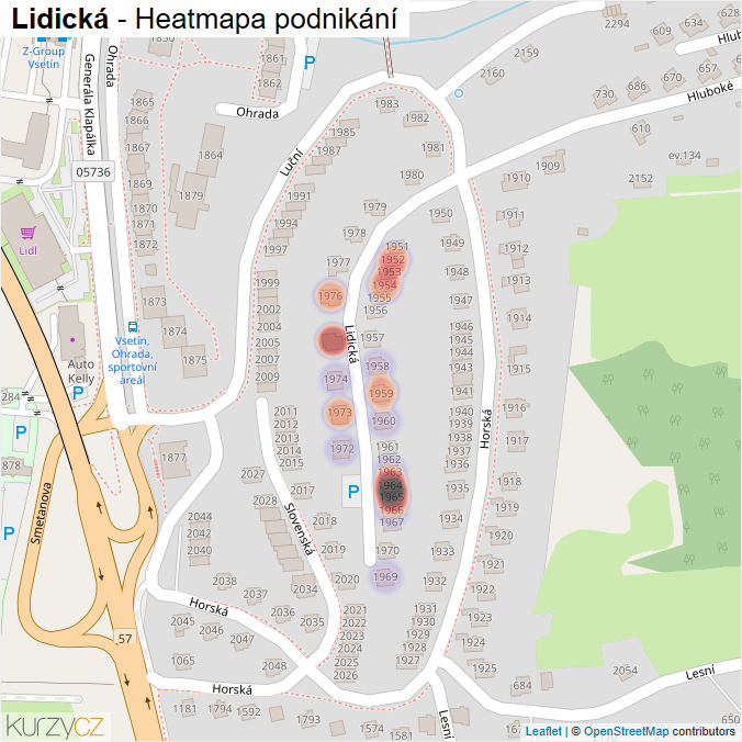 Mapa Lidická - Firmy v ulici.