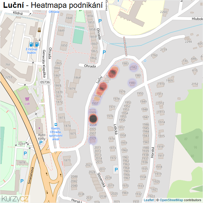 Mapa Luční - Firmy v ulici.
