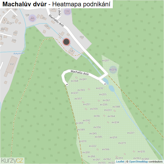 Mapa Machalův dvůr - Firmy v ulici.