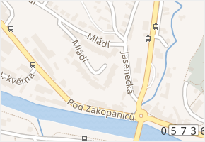 Mládí v obci Vsetín - mapa ulice