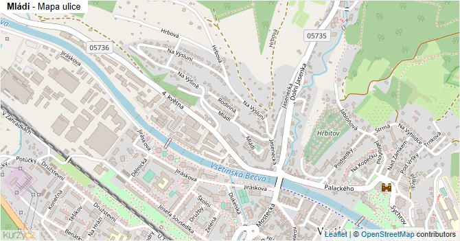 Mládí - mapa ulice