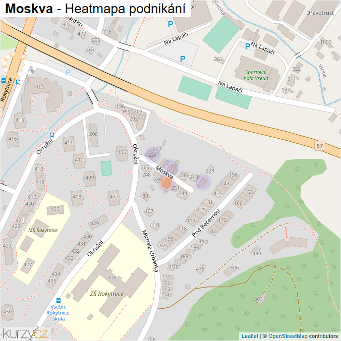 Mapa Moskva - Firmy v ulici.