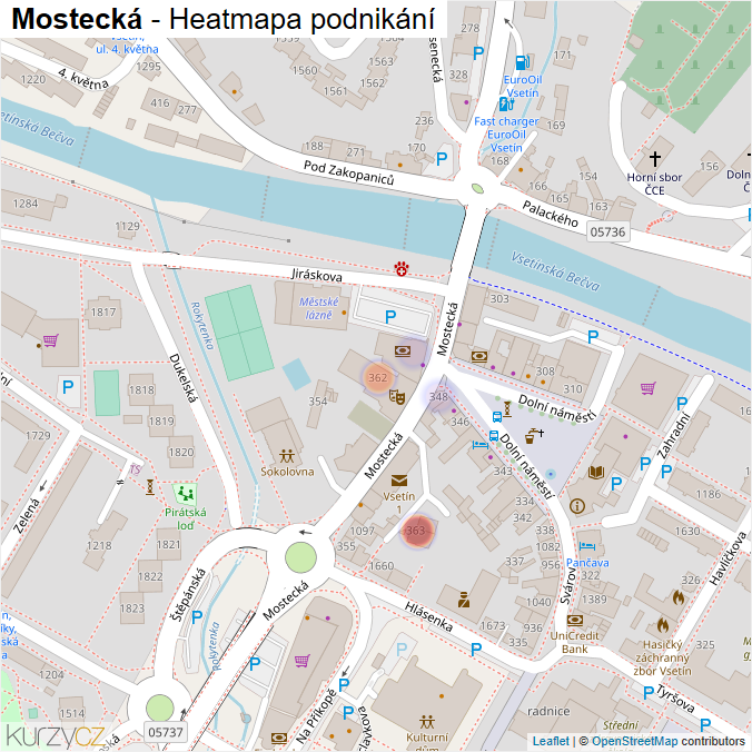 Mapa Mostecká - Firmy v ulici.
