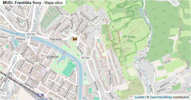 MUDr. Františka Sovy - mapa ulice