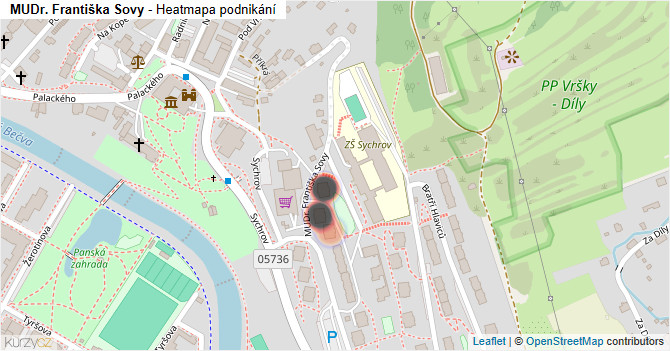 MUDr. Františka Sovy - mapa podnikání