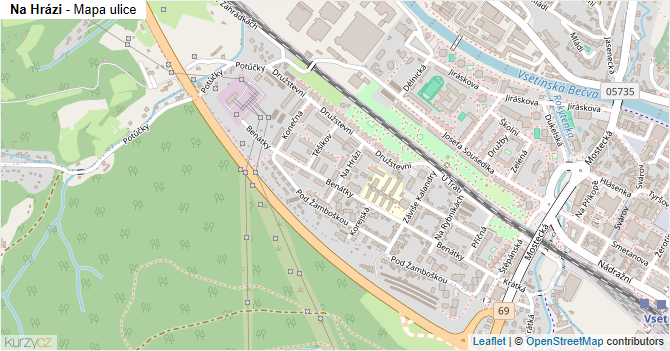 Na Hrázi - mapa ulice