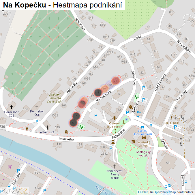Mapa Na Kopečku - Firmy v ulici.