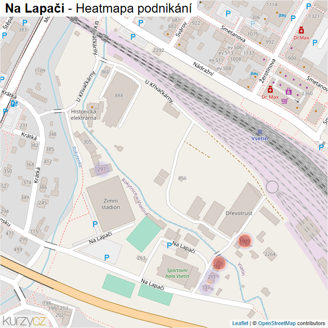 Mapa Na Lapači - Firmy v ulici.