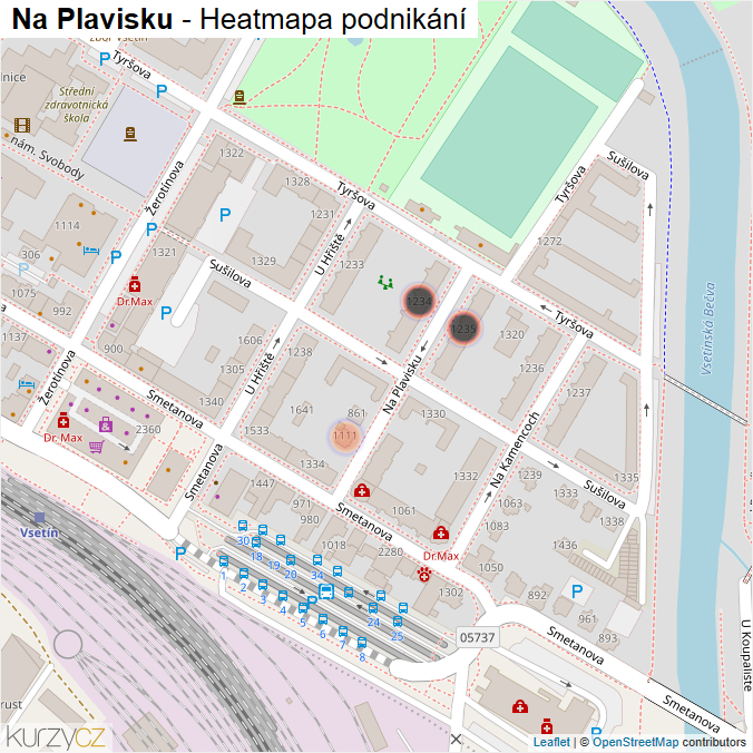 Mapa Na Plavisku - Firmy v ulici.