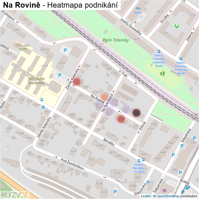 Mapa Na Rovině - Firmy v ulici.