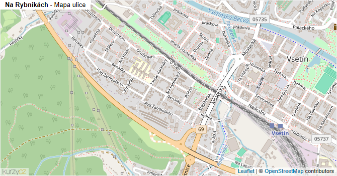 Na Rybníkách - mapa ulice