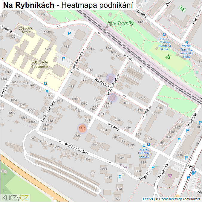 Mapa Na Rybníkách - Firmy v ulici.