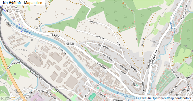 Na Výšině - mapa ulice