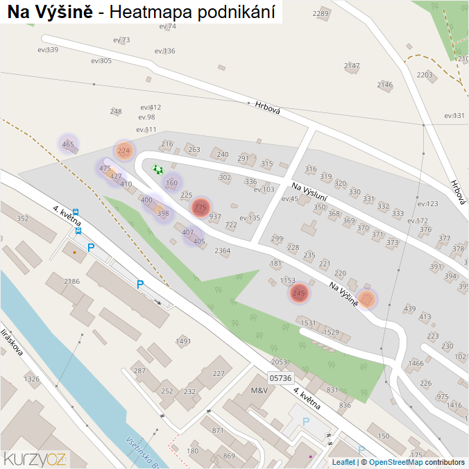 Mapa Na Výšině - Firmy v ulici.