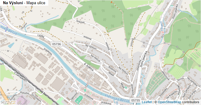 Na Výsluní - mapa ulice