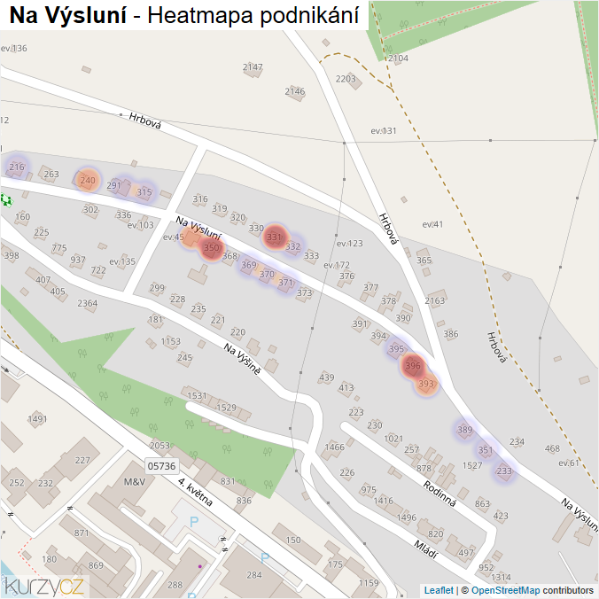 Mapa Na Výsluní - Firmy v ulici.