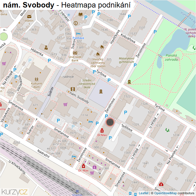 Mapa nám. Svobody - Firmy v ulici.