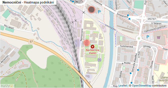 Nemocniční - mapa podnikání