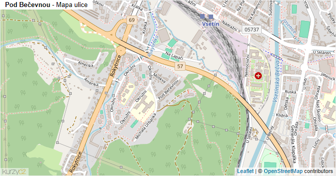 Pod Bečevnou - mapa ulice