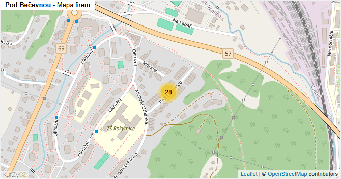 Pod Bečevnou - mapa firem