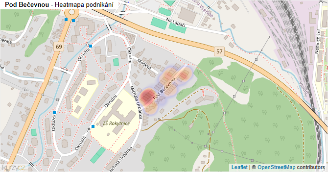 Pod Bečevnou - mapa podnikání