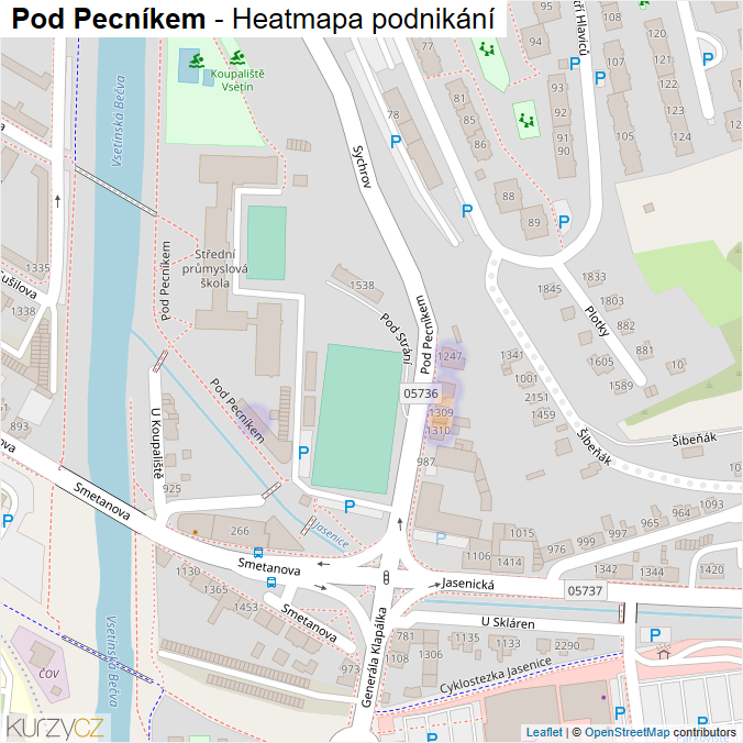 Mapa Pod Pecníkem - Firmy v ulici.