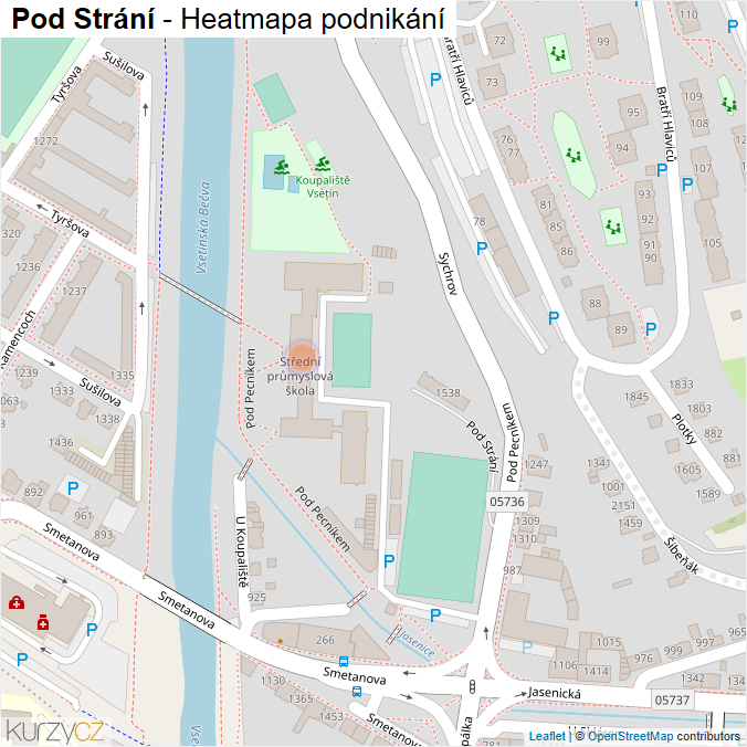 Mapa Pod Strání - Firmy v ulici.