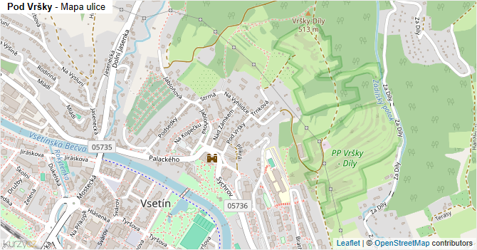 Pod Vršky - mapa ulice