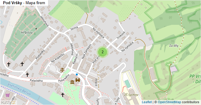 Pod Vršky - mapa firem