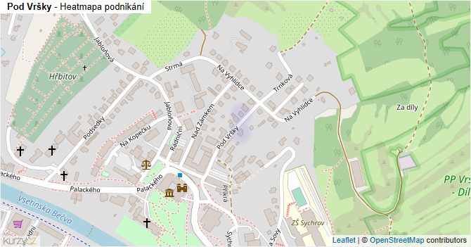 Pod Vršky - mapa podnikání