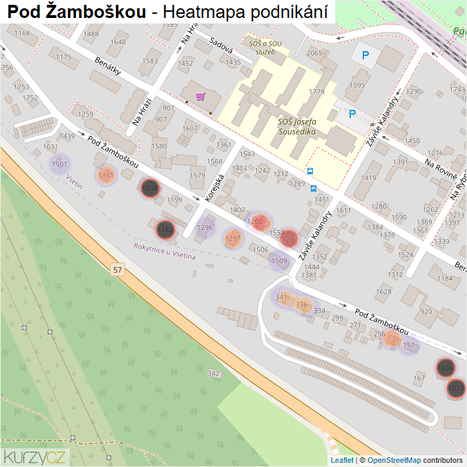 Mapa Pod Žamboškou - Firmy v ulici.