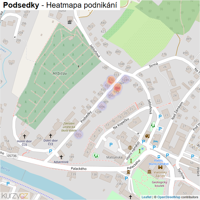 Mapa Podsedky - Firmy v ulici.