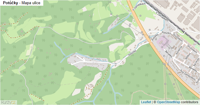 Potůčky - mapa ulice