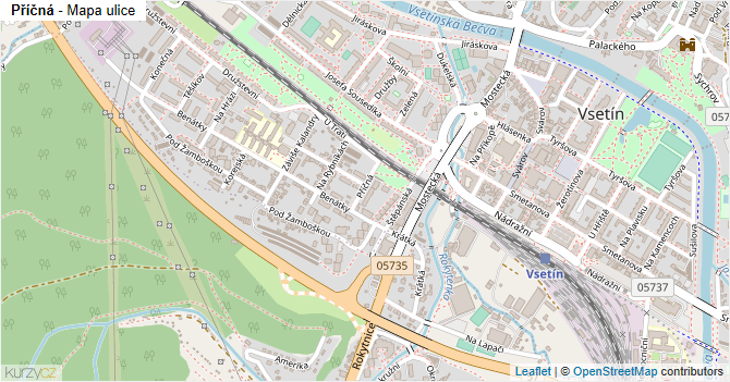 Příčná - mapa ulice