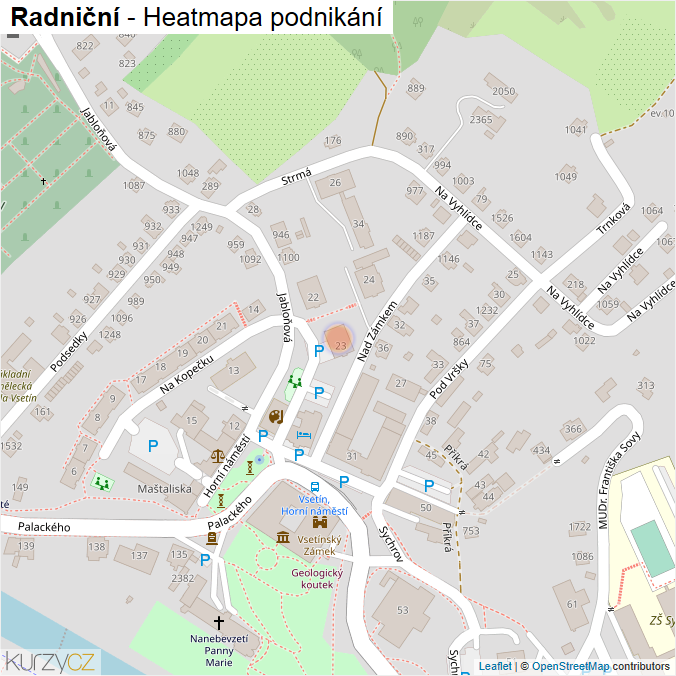 Mapa Radniční - Firmy v ulici.