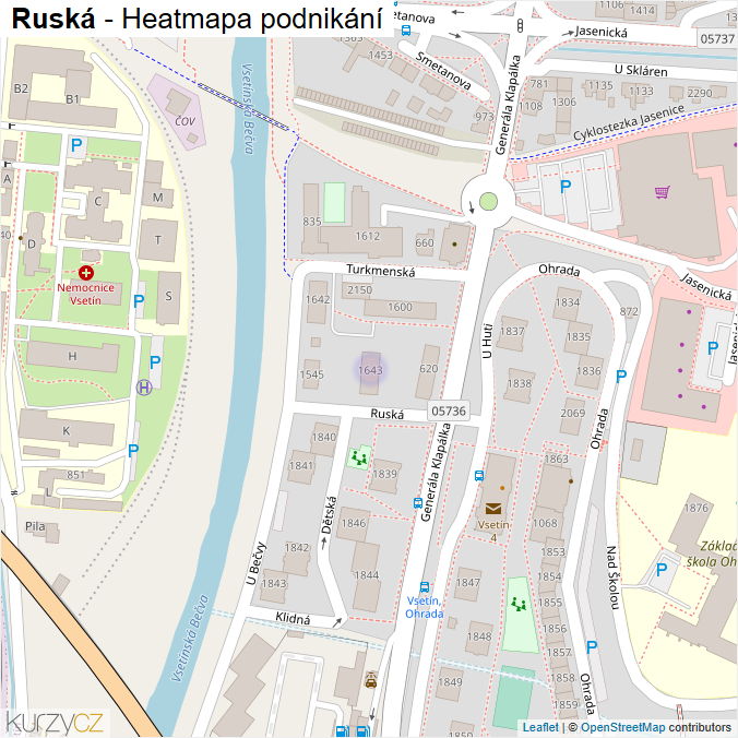 Mapa Ruská - Firmy v ulici.