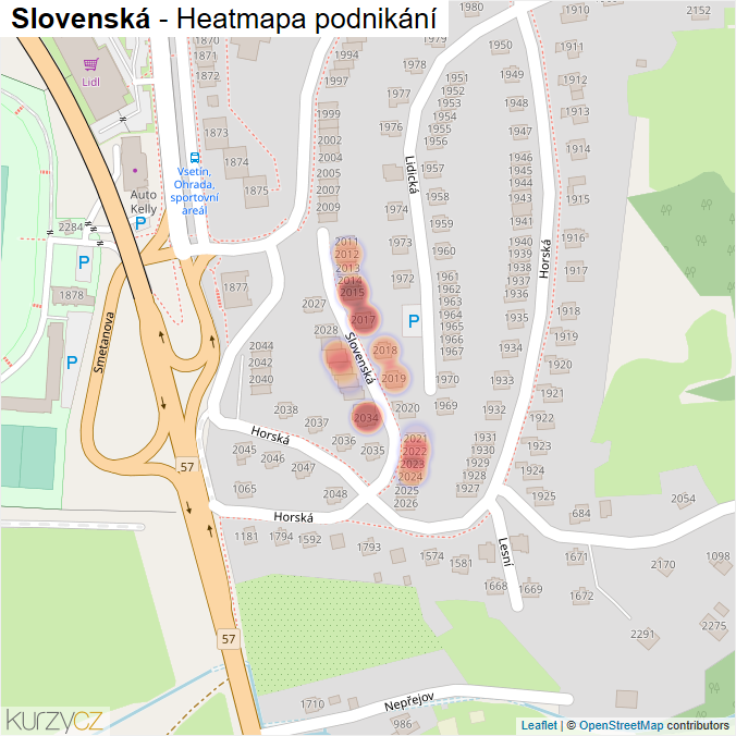 Mapa Slovenská - Firmy v ulici.