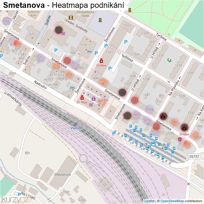 Mapa Smetanova - Firmy v ulici.