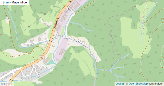 Srní - mapa ulice