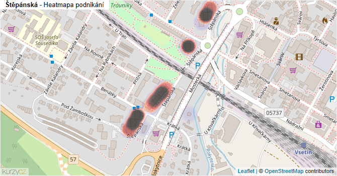 Štěpánská - mapa podnikání
