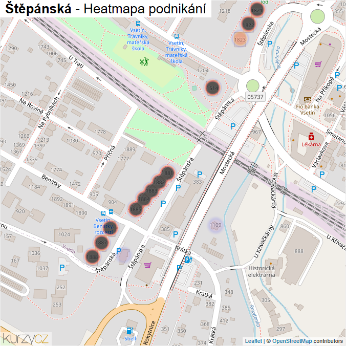 Mapa Štěpánská - Firmy v ulici.