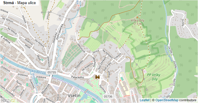 Strmá - mapa ulice
